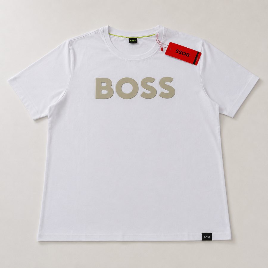 Playera Calidad Turca BOSS Blanca (letras beige)