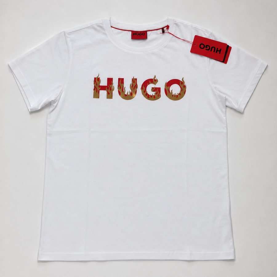 Playera Calidad Turca HUGO Blanca (flamas)