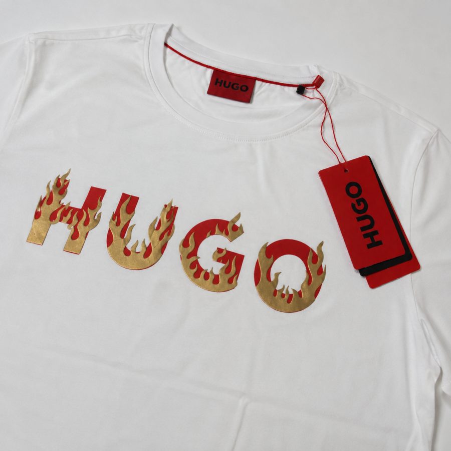 Playera Calidad Turca HUGO Blanca (flamas)