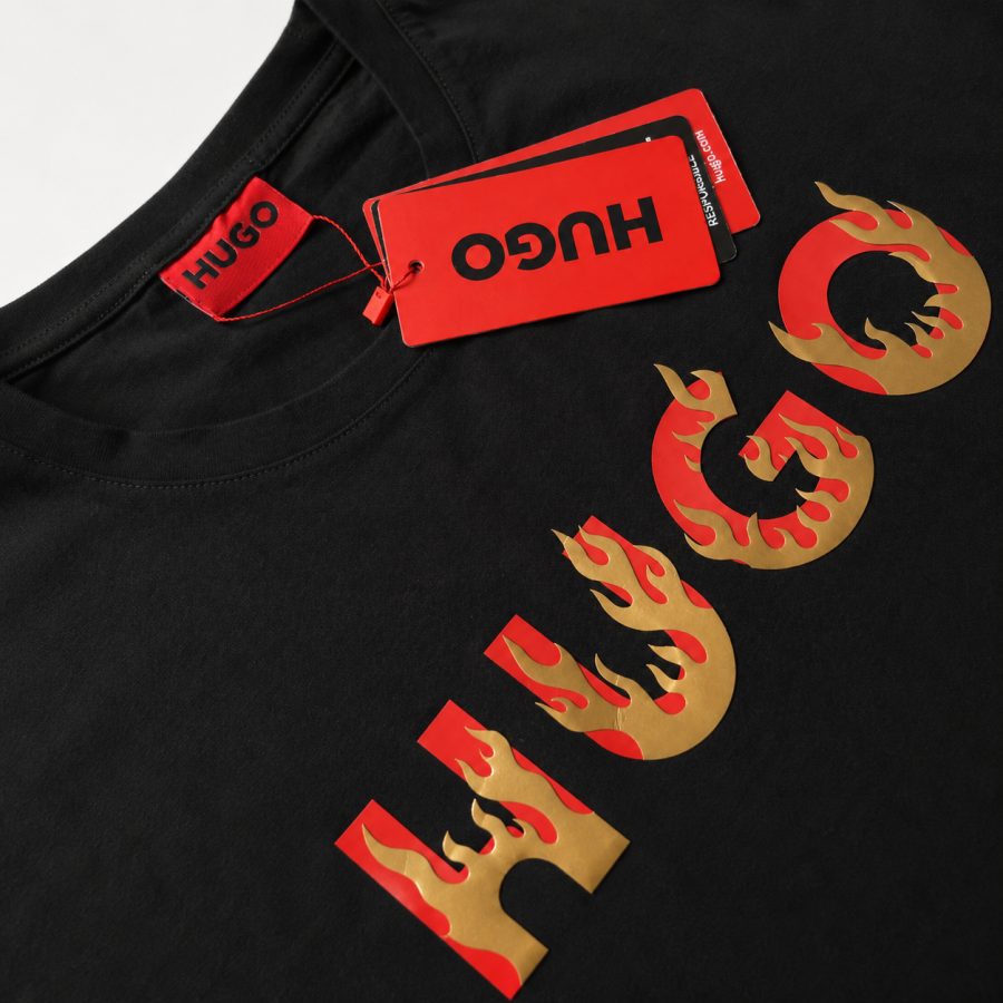 Playera Calidad Turca HUGO Negra (flamas)