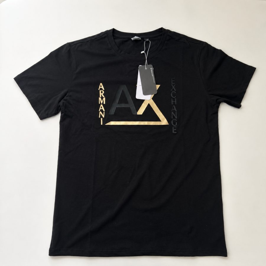 Playera Calidad Turca Armani Exchange Negra (dorado y triángulo)