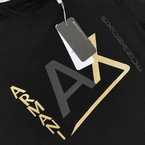 Playera Calidad Turca Armani Exchange Negra (dorado y triángulo)