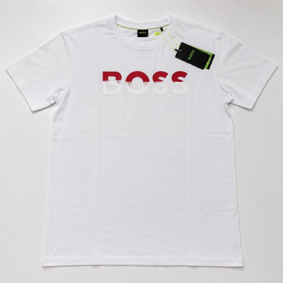 Playera Calidad Turca BOSS Blanca (rojo y blanco perforado)