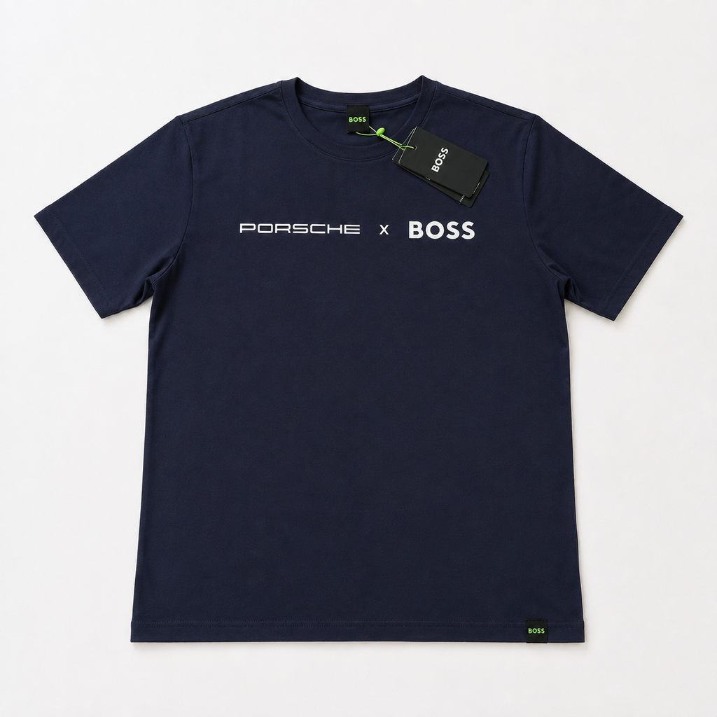 Playera Calidad Turca Porsche x BOSS Azul Marino